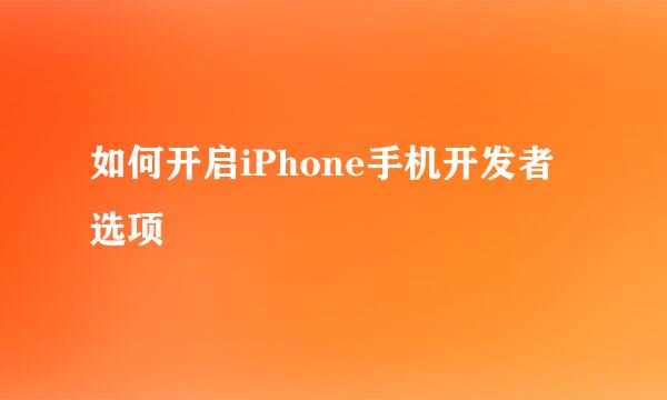 如何开启iPhone手机开发者选项