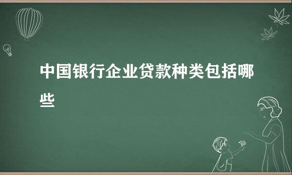 中国银行企业贷款种类包括哪些