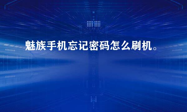 魅族手机忘记密码怎么刷机。