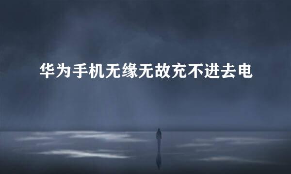 华为手机无缘无故充不进去电