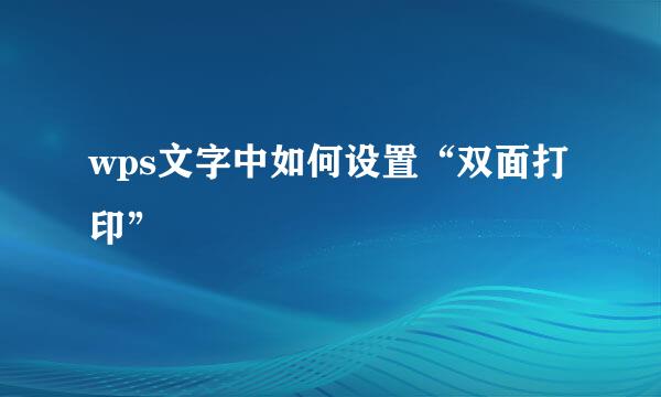 wps文字中如何设置“双面打印”