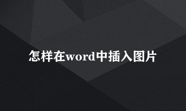 怎样在word中插入图片