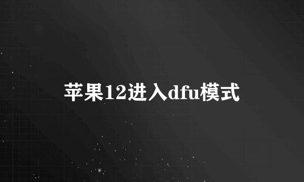 苹果12进入dfu模式