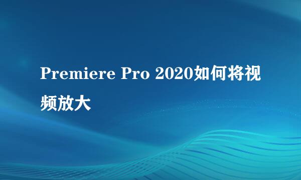 Premiere Pro 2020如何将视频放大