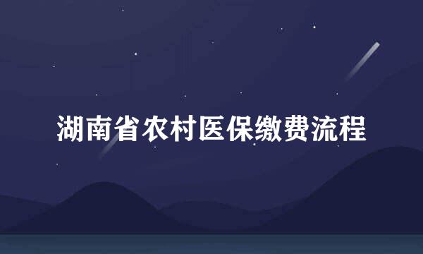 湖南省农村医保缴费流程