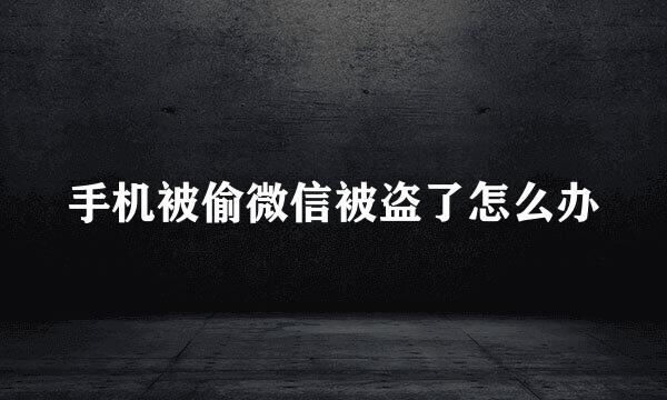 手机被偷微信被盗了怎么办