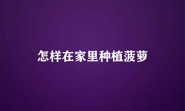 怎样在家里种植菠萝