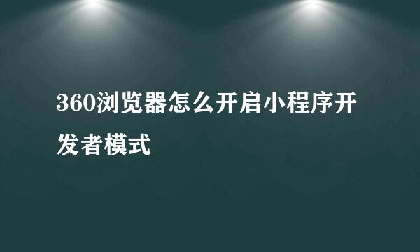 360浏览器怎么开启小程序开发者模式