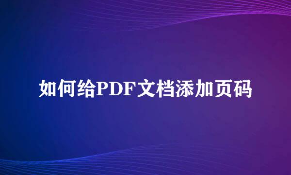 如何给PDF文档添加页码