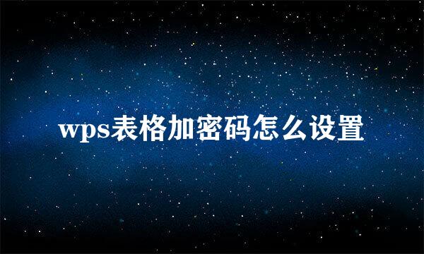 wps表格加密码怎么设置