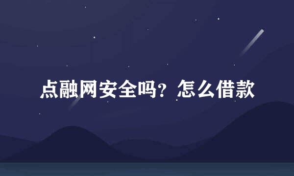 点融网安全吗？怎么借款