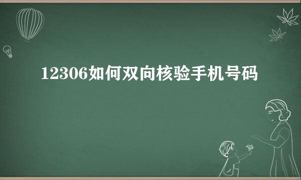 12306如何双向核验手机号码