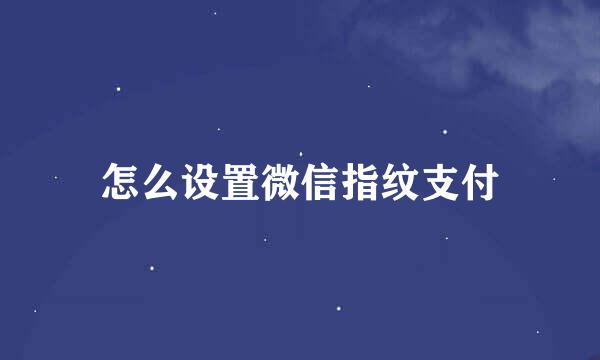 怎么设置微信指纹支付