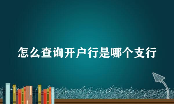怎么查询开户行是哪个支行