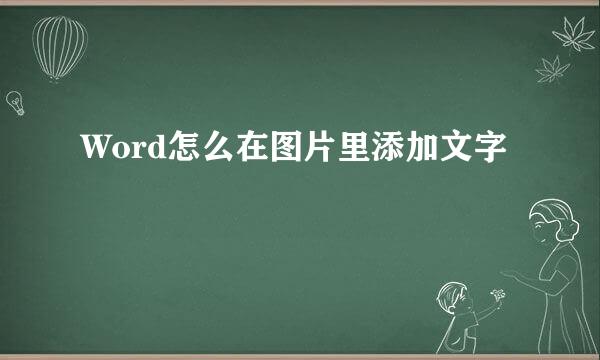Word怎么在图片里添加文字