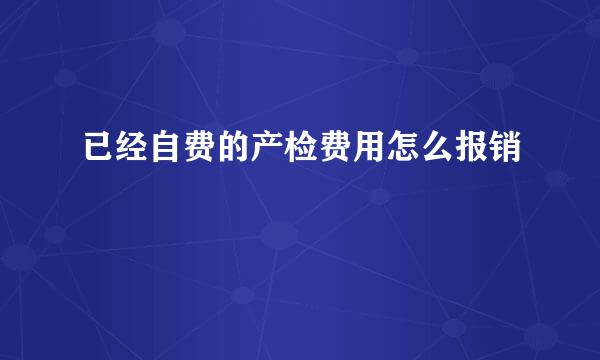 已经自费的产检费用怎么报销