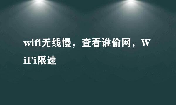 wifi无线慢，查看谁偷网，WiFi限速