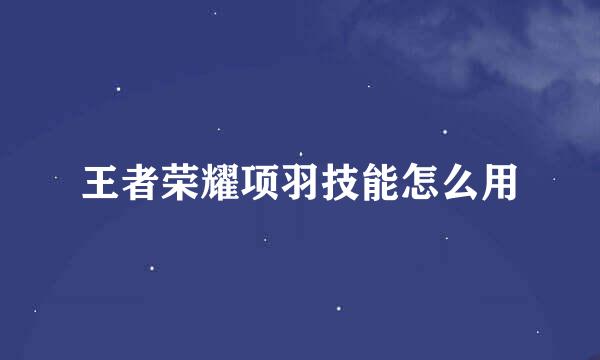 王者荣耀项羽技能怎么用
