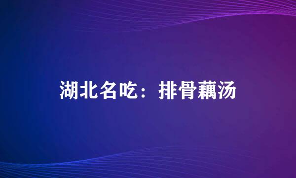 湖北名吃：排骨藕汤