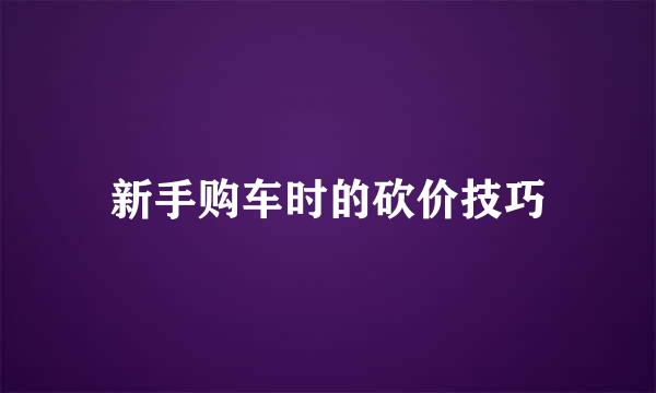 新手购车时的砍价技巧