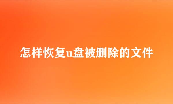 怎样恢复u盘被删除的文件