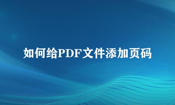 如何给PDF文件添加页码