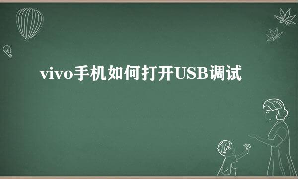 vivo手机如何打开USB调试