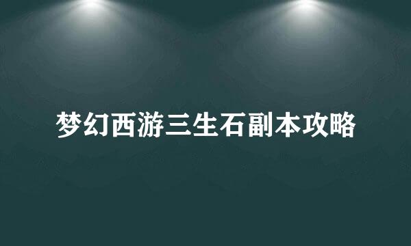 梦幻西游三生石副本攻略