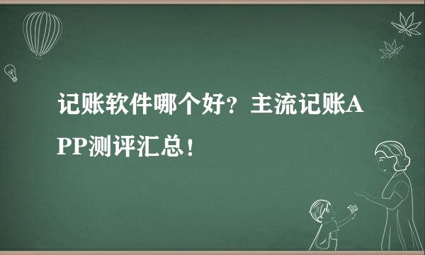 记账软件哪个好？主流记账APP测评汇总！