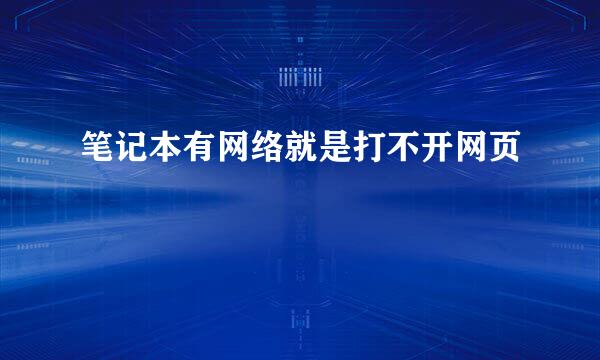 笔记本有网络就是打不开网页
