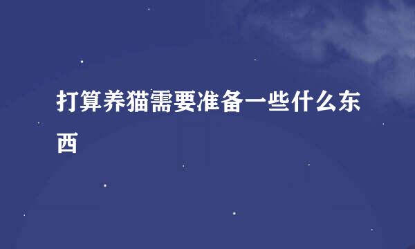 打算养猫需要准备一些什么东西