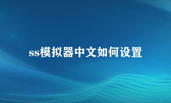 ss模拟器中文如何设置