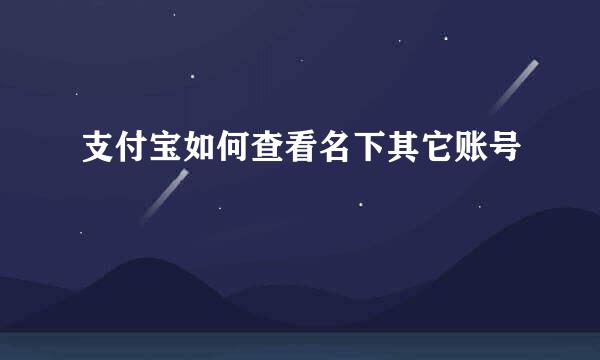 支付宝如何查看名下其它账号