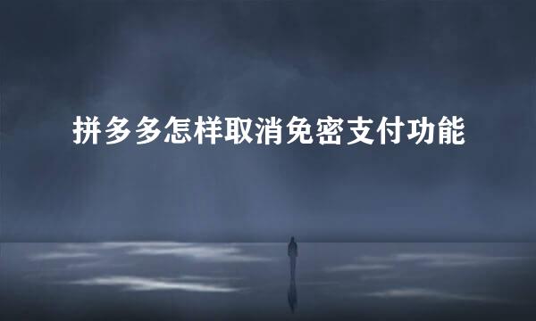 拼多多怎样取消免密支付功能