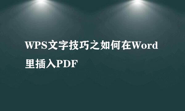 WPS文字技巧之如何在Word里插入PDF