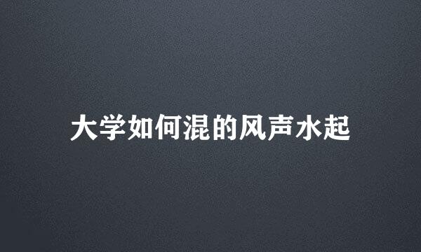 大学如何混的风声水起