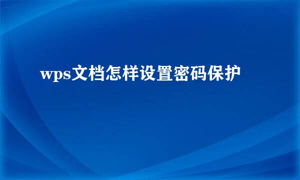 wps文档怎样设置密码保护