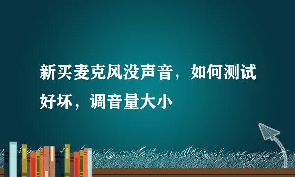 新买麦克风没声音，如何测试好坏，调音量大小