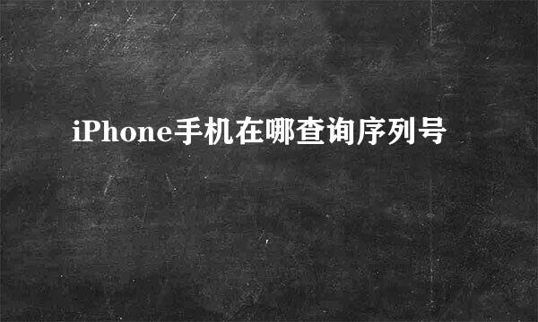 iPhone手机在哪查询序列号