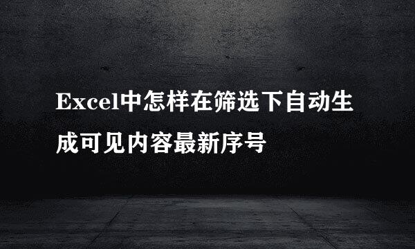 Excel中怎样在筛选下自动生成可见内容最新序号