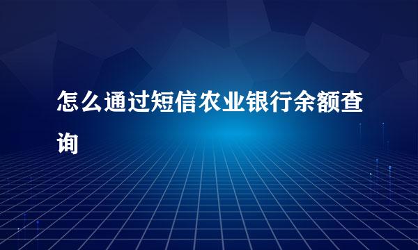 怎么通过短信农业银行余额查询