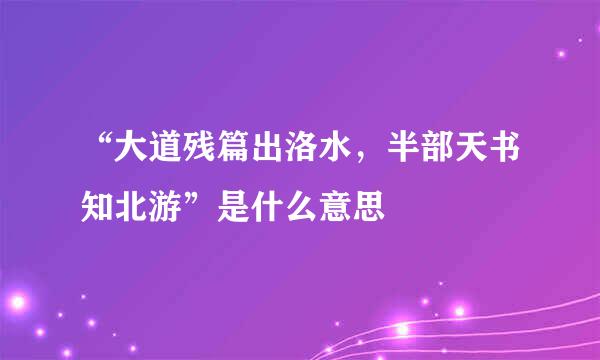 “大道残篇出洛水，半部天书知北游”是什么意思