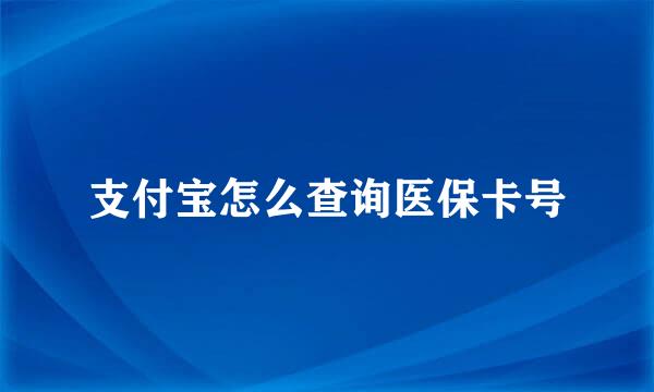 支付宝怎么查询医保卡号