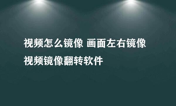 视频怎么镜像 画面左右镜像 视频镜像翻转软件