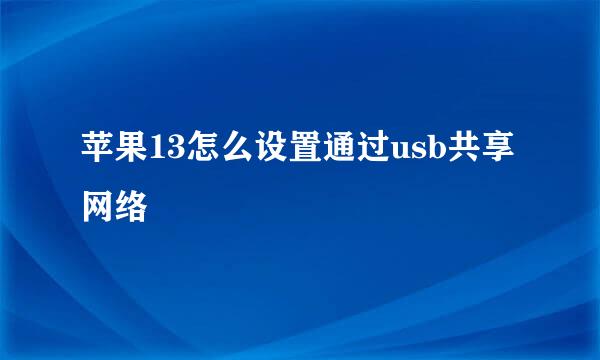 苹果13怎么设置通过usb共享网络
