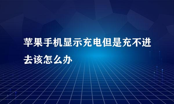 苹果手机显示充电但是充不进去该怎么办