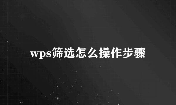 wps筛选怎么操作步骤