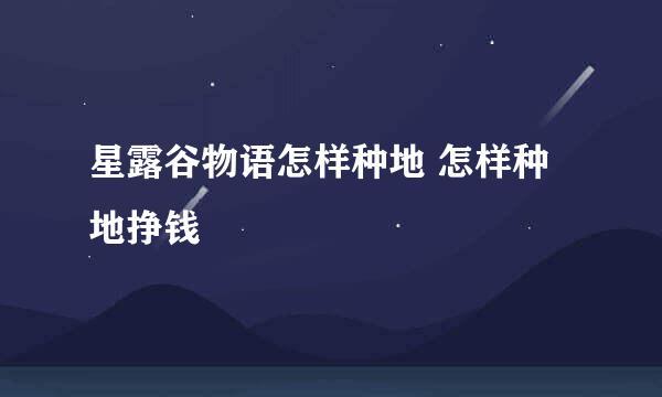 星露谷物语怎样种地 怎样种地挣钱