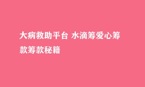 大病救助平台 水滴筹爱心筹款筹款秘籍