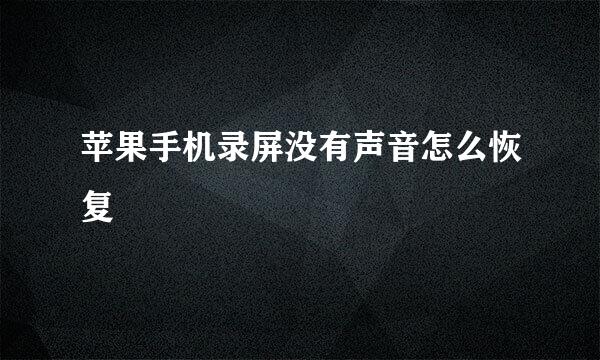 苹果手机录屏没有声音怎么恢复